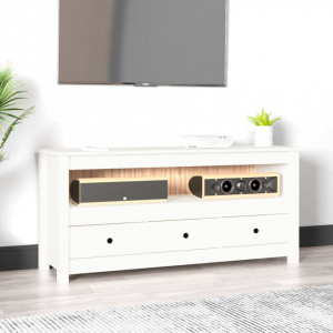 Comodă TV, alb, 114x35x52 cm, lemn masiv de pin - V821503V - Img 2