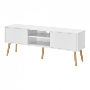 Comoda TV alb/efect lemn stejar - P73649702 - Img 2