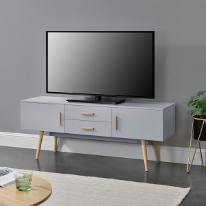 Comoda TV cu 2 usi si 2 sertare, gri deschis - P72230927 - Img 4
