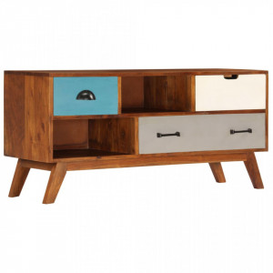 Comoda TV cu 3 sertare, 110x35x50 cm, lemn masiv acacia - V247936V - Img 1