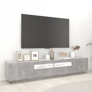 Comodă TV cu lumini LED, gri beton, 200x35x40 cm - V3081910V - Img 3