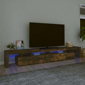 Comodă TV cu lumini LED, stejar fumuriu, 260x36,5x40cm - V3152783V - Img 2