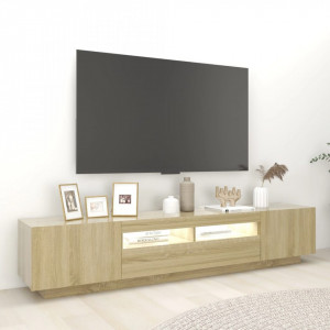 Comodă TV cu lumini LED, stejar sonoma, 200x35x40 cm - V3081909V - Img 3