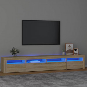 Comodă TV cu lumini LED, stejar sonoma, 240x35x40cm - V3152724V - Img 2