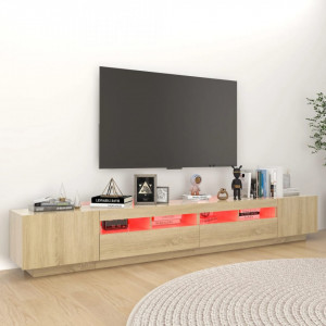 Comodă TV cu lumini LED, stejar Sonoma, 260x35x40 cm - V3081918V - Img 4