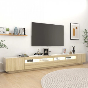 Comodă TV cu lumini LED, stejar sonoma, 300x35x40 cm - V3081927V - Img 3