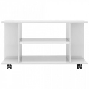 Comoda TV cu rotile, alb foarte lucios, 80 x 40 x 40 cm, PAL - V800195V - Img 4