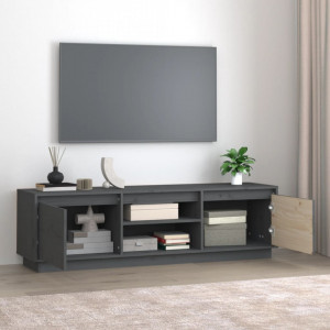 Comodă TV, gri, 140x35x40 cm, lemn masiv de pin - V814316V - Img 3