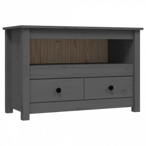 Comodă TV, gri, 79x35x52 cm, lemn masiv de pin - V821499V