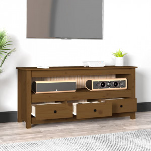 Comodă TV, maro miere, 114x35x52 cm, lemn masiv de pin - V821505V - Img 3