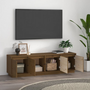 Comodă TV, maro miere, 156x37x45 cm, lemn masiv de pin - V814397V - Img 3