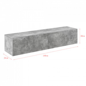 Comoda TV montabila pe perete, 140 cm, efect beton - P71488082 - Img 3