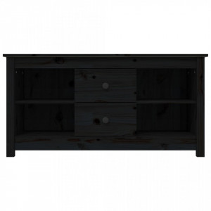 Comodă TV, negru, 103x36,5x52 cm, lemn masiv de pin - V814573V - Img 3