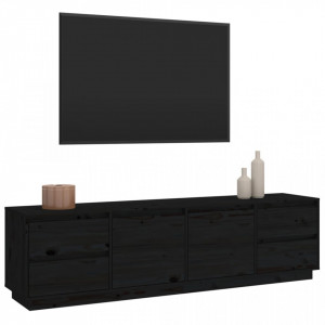 Comodă TV, negru, 176x37x47,5 cm, lemn masiv de pin - V814323V - Img 4