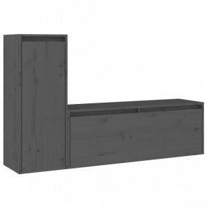 Comode TV, 2 buc., gri, lemn masiv de pin - V3100116V