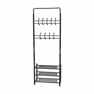 Cuier hol metalic, negru, 66x30x190 cm - TP234463 - Img 9