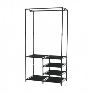 Cuier multifuncţional cu rafturi, 84x44x158 cm, negru - TP275329 - Img 2