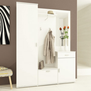 Cuier pentru hol, alb, 144x188x29 cm - TP129613