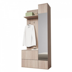 Cuier pentru hol, sonoma, cu oglinda, 90x195x34 cm - TP238805 - Img 2