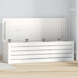 Cutie de depozitare, alb, 109x36,5x33 cm, lemn masiv de pin - V823625V - Img 2