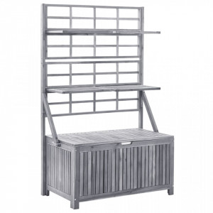 Cutie depozitare cu spalier, gri 99x55x160 cm lemn masiv acacia - V311882V