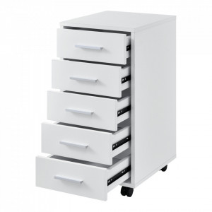 Dulap birou cu rotile si 5 sertare alb - P64003554 - Img 2