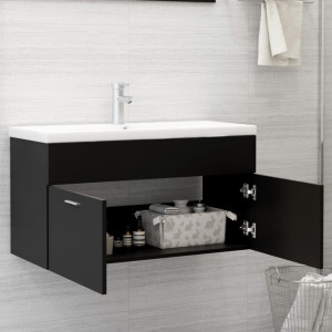 Dulap cu chiuvetă încorporată, negru, lemn prelucrat - V3070839V - Img 3
