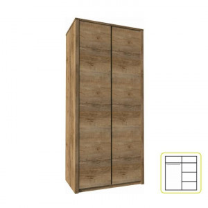 Dulap cu două uşi, culoarea stejar - TP86163 - Img 1