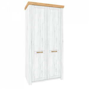 Dulap cu spaţiu pt. umeraşe, culoarea stejar craft auriu / culoarea stejar craft alb - TP264014