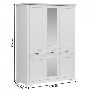 Dulap cu trei uşi cu oglindă, alb - TP303534 - Img 2