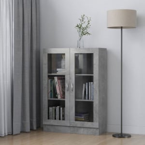 Dulap cu vitrina, gri beton, 82,5 x 30,5 x 115 cm, PAL - V802754V