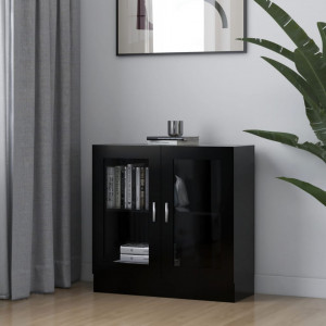 Dulap cu vitrina, negru, 82,5 x 30,5 x 80 cm, PAL - V802742V