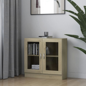 Dulap cu vitrina, stejar Sonoma, 82,5 x 30,5 x 80 cm, PAL - V802744V - Img 1