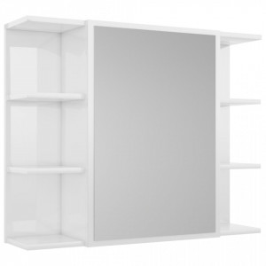 Dulap de baie cu oglinda, alb extralucios, 80x20,5x64 cm, PAL - V802612V - Img 2