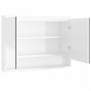 Dulap de baie cu oglindă, alb strălucitor, 80x15x60 cm, MDF - V331532V
