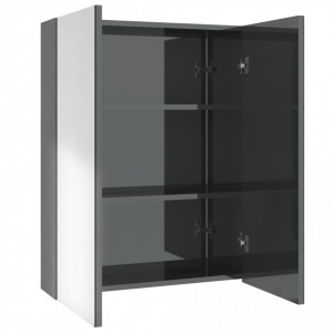 Dulap de baie cu oglindă, gri strălucitor, 60x15x75 cm, MDF - V331526V