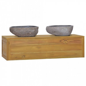 Dulap de baie suspendat, 110x45x30 cm, lemn masiv de tec - V338228V