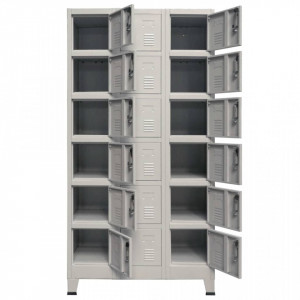 Dulap de vestiar cu 18 compartimente, metal, 90x40x180 cm - V245966V - Img 4