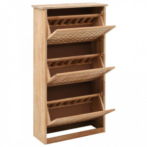 Dulap depozitare pantofi, 55 x 20 x 104 cm, lemn masiv de nuc - V247600V - Img 2