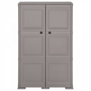 Dulap din plastic, 79x43x125 cm, gri, design de lemn - V340593V