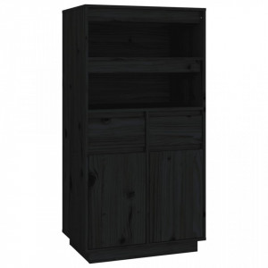 Dulap înalt, negru, 60x40x116,5 cm, lemn masiv de pin - V814538V