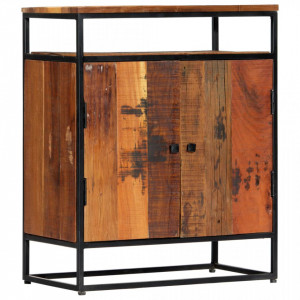 Dulap lateral, 60 x 35 x 76 cm, lemn masiv reciclat si otel - V282727V