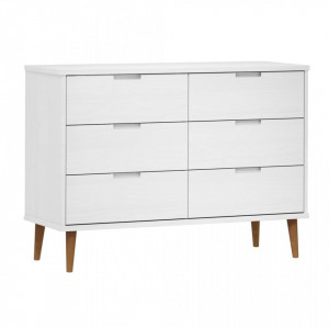 Dulap TV alb, 113x40x80 cm, din lemn masiv de pin - V350508V - Img 1