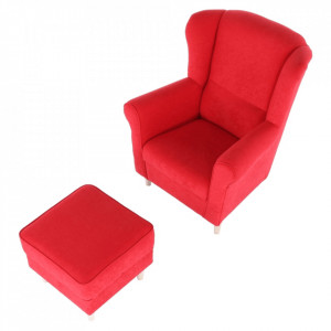Fotoliu cu taburet, material roşu - TP16960 - Img 19