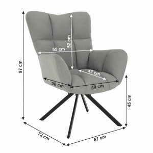 Fotoliu de design rotativ, gri și negru - TP257472 - Img 13