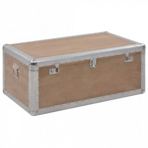 Ladă de depozitare, maro, 91 x 52 x 40 cm, lemn masiv de brad - V246124V - Img 2