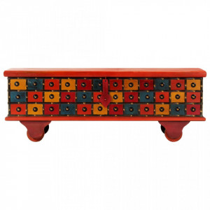 Ladă de depozitare, roșu, 110x40x40 cm, lemn masiv de acacia - V247669V - Img 4