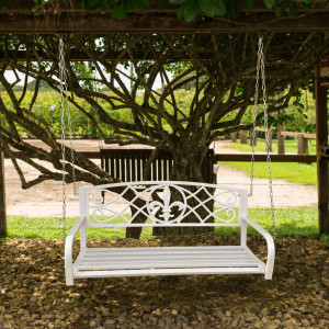 Leagăn metalic de grădină, alb, 127 cm - TP301288 - Img 3