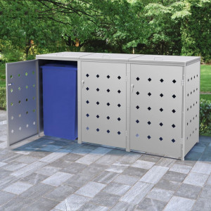 Magazie pentru trei pubele, oțel inoxidabil, 240 L - V145381V - Img 2