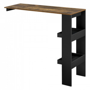 Masa bar Bromolla SED, 120 x 45 x 106 cm, PAL/melamina, negru/stejar inchis, cu doua rafturi, montabila pe perete - P73294015